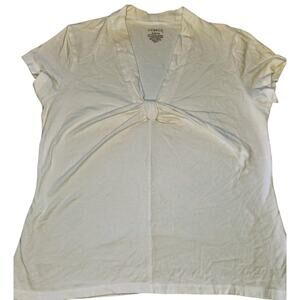 George Minimalist babydoll top Cream Tie Front Size Medium VTG